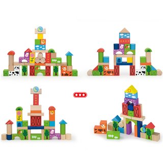 Viga Toys - Baril de Cubes - Ferme - 50 pieces